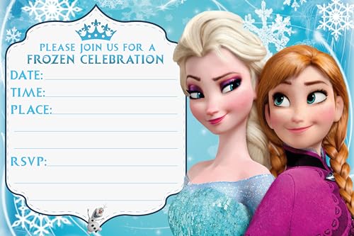 Set of 30 Frozen Birthday Invitation Cards & Envelopes