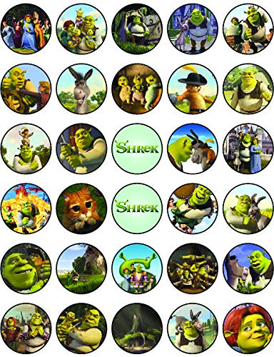 30x sugar Paper Shrek Edible Cupcake Topper