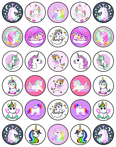 30x Wafer Paper Unicorn Edible Cupcake Topper