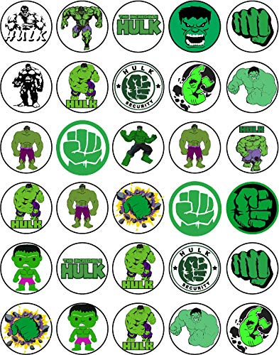 30x Wafer Paper Hulk Edible Cupcake Topper