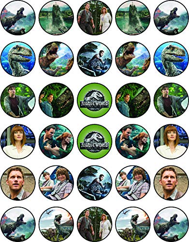 30x Wafer Paper Jurassic World Edible Cupcake Topper
