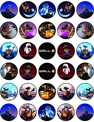 30x Wafer Paper Wall E Edible Cupcake Topper