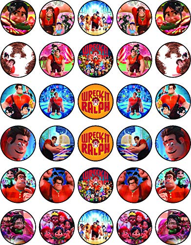 30x Wafer Paper Wreck It Ralph Edible Cupcake Topper