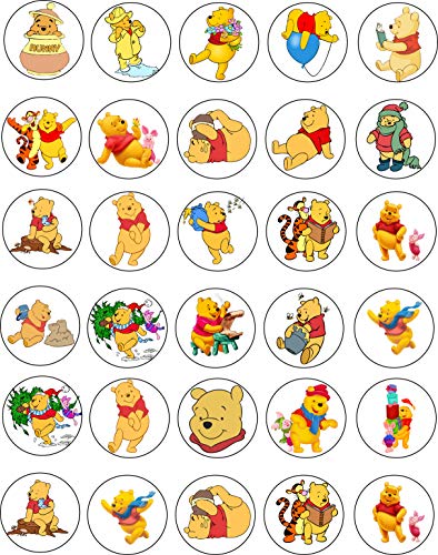 30x sugar Paper Winne The Pooh Edible Cupcake Topper