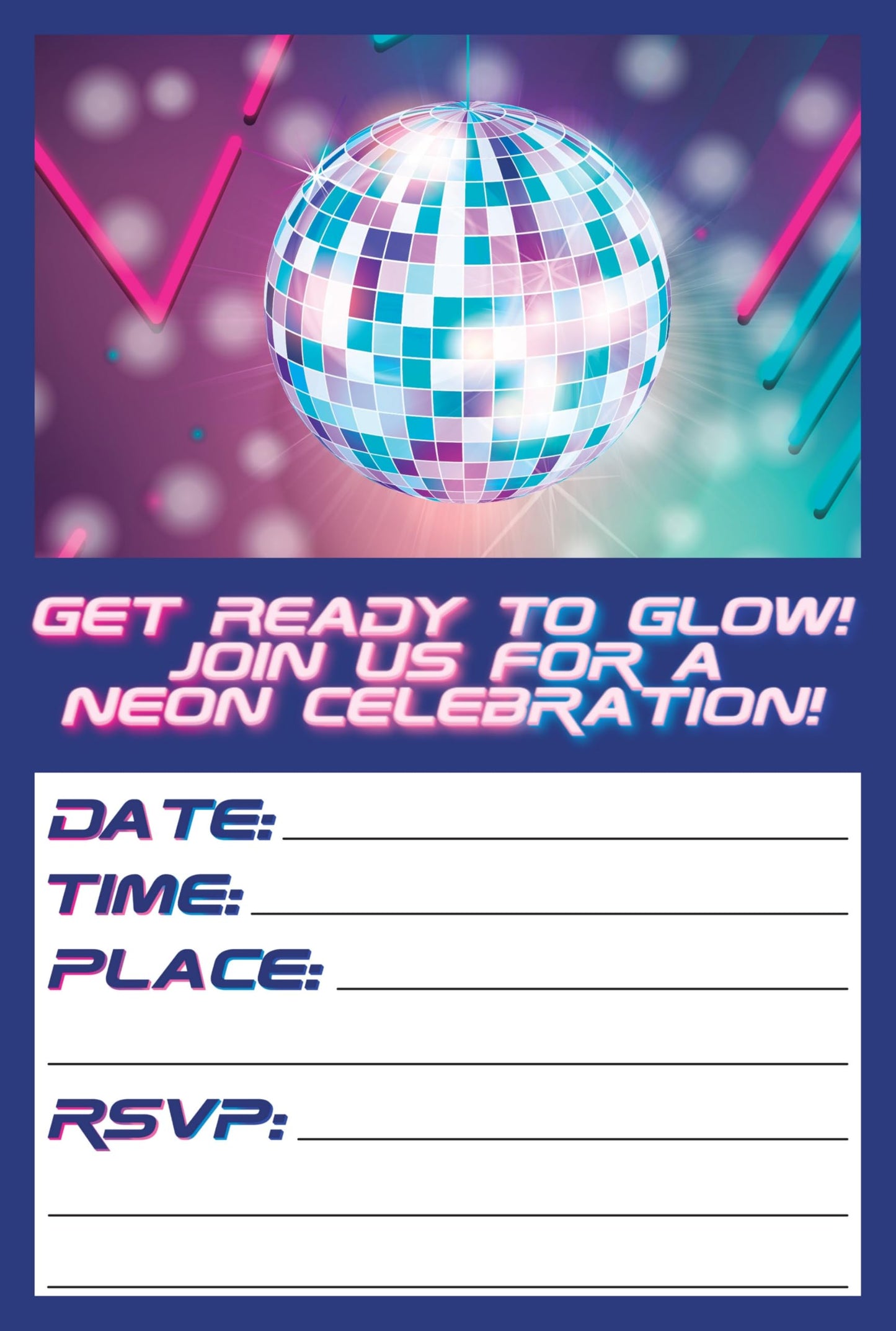 Set of 20 Dance Birthday Invitation Cards & Envelopes