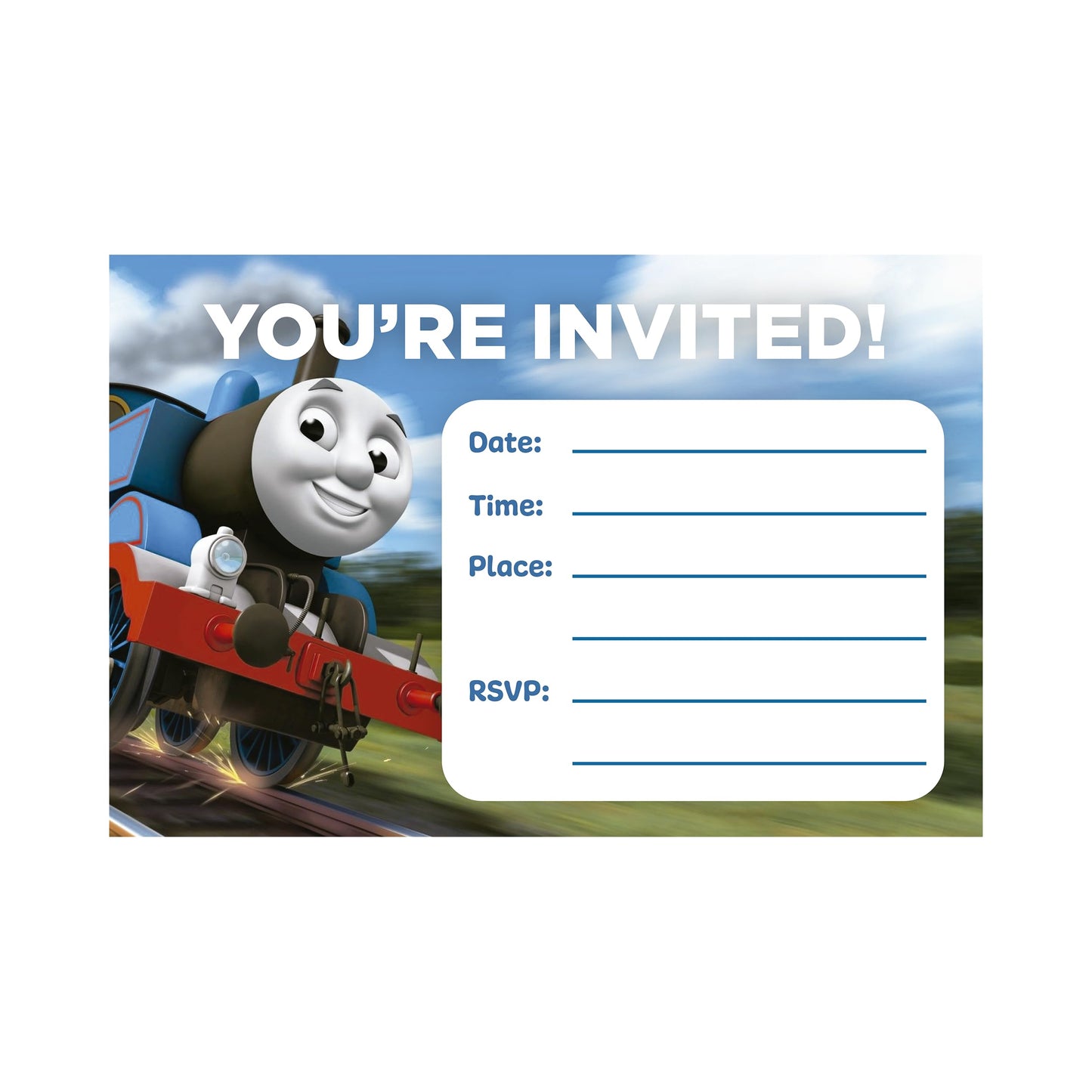 Set of 20 Thomas The Train Birthday Invitation Cards & Envelopes
