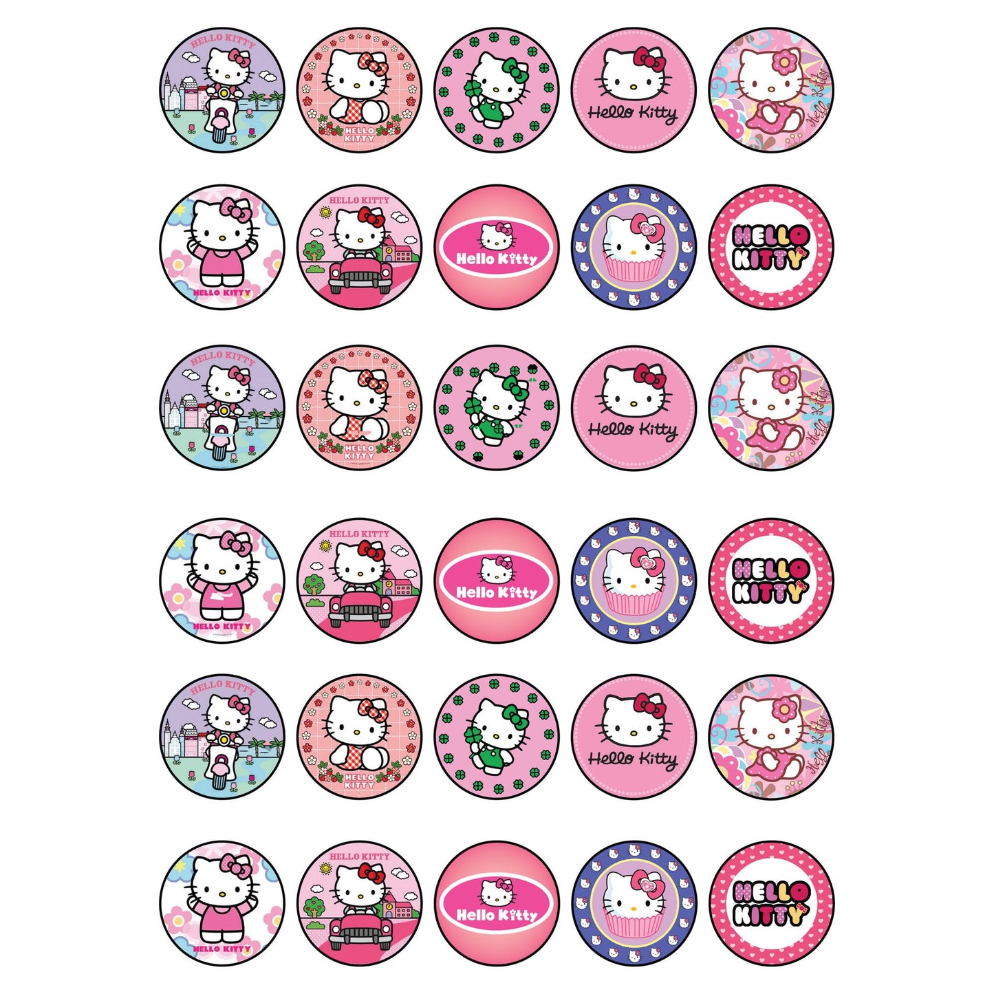 30x sugar Paper Hello Kiity Edible Cupcake Topper
