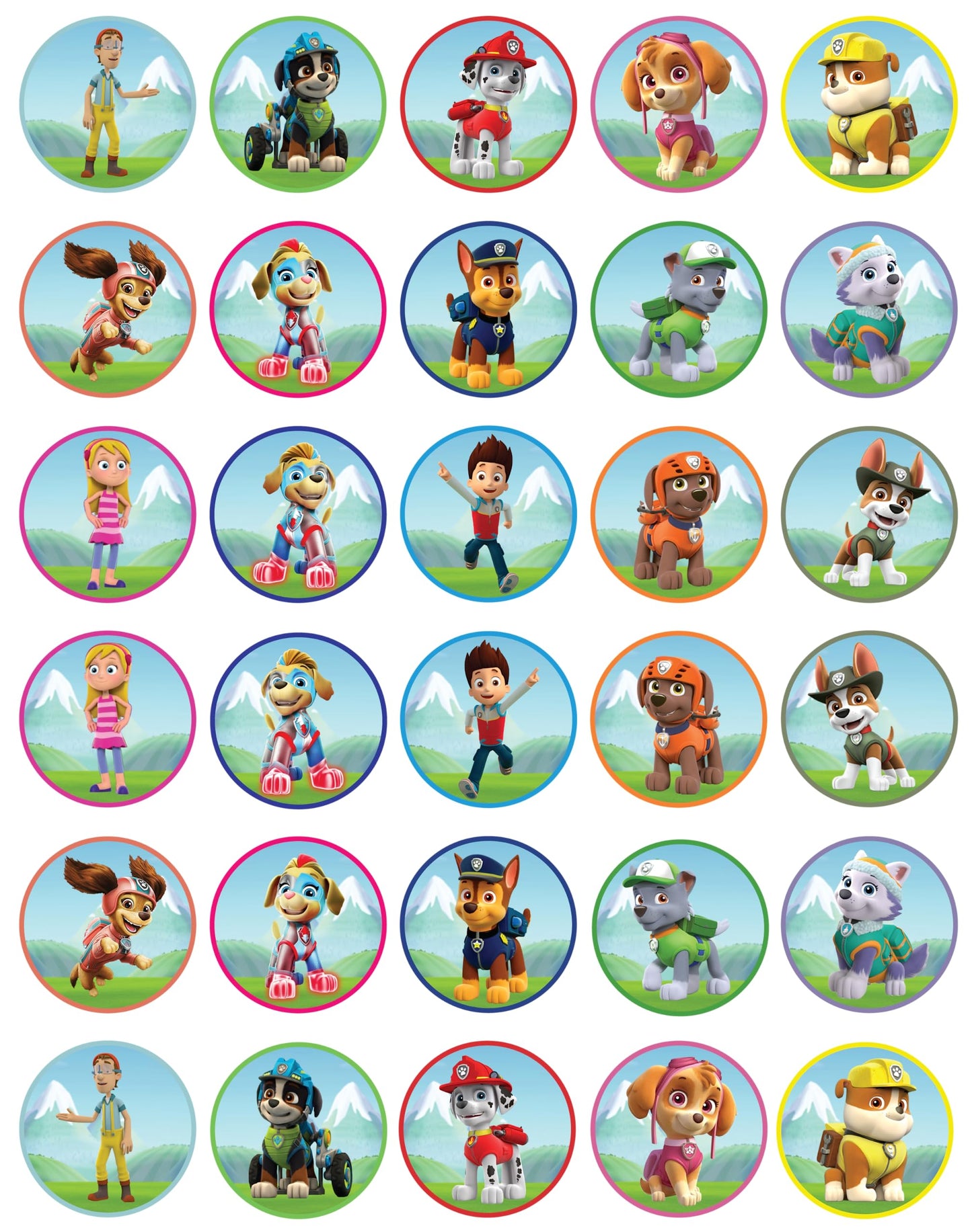 30x Wafer Paper Paw patrol Edible Cupcake Topper