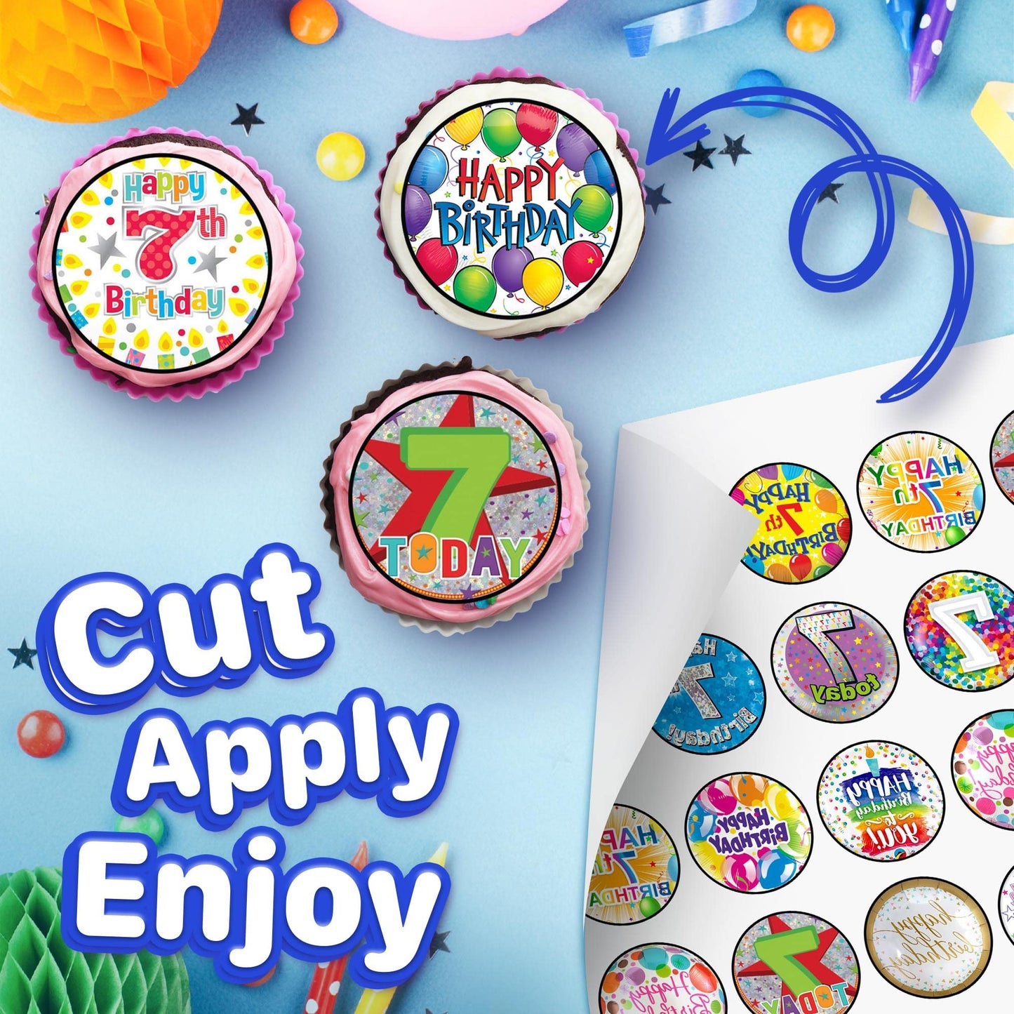 30x Wafer Paper Happy Birthday Edible Cupcake Topper