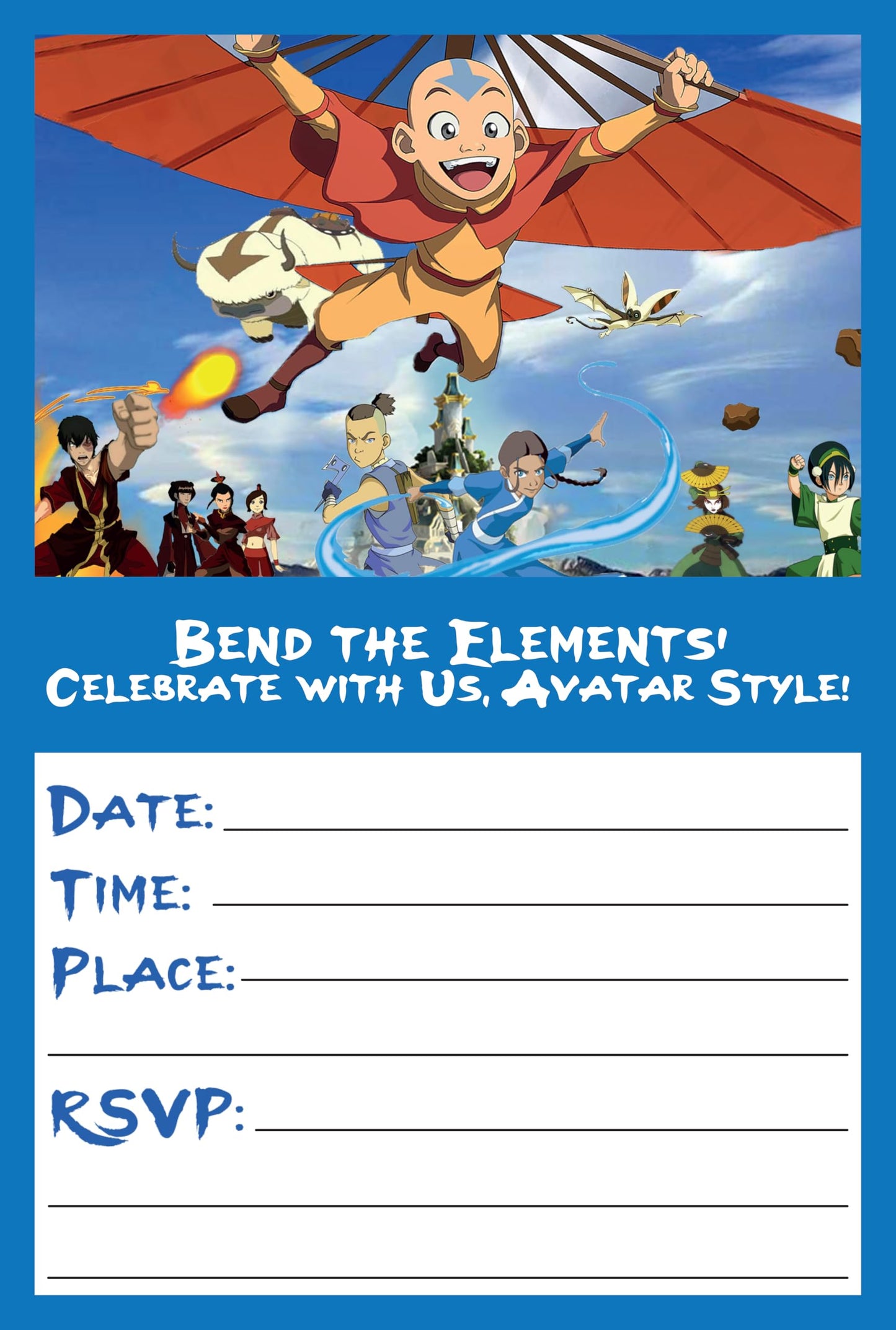 Set of 20 Avatar Birthday Invitation Cards & Envelopes