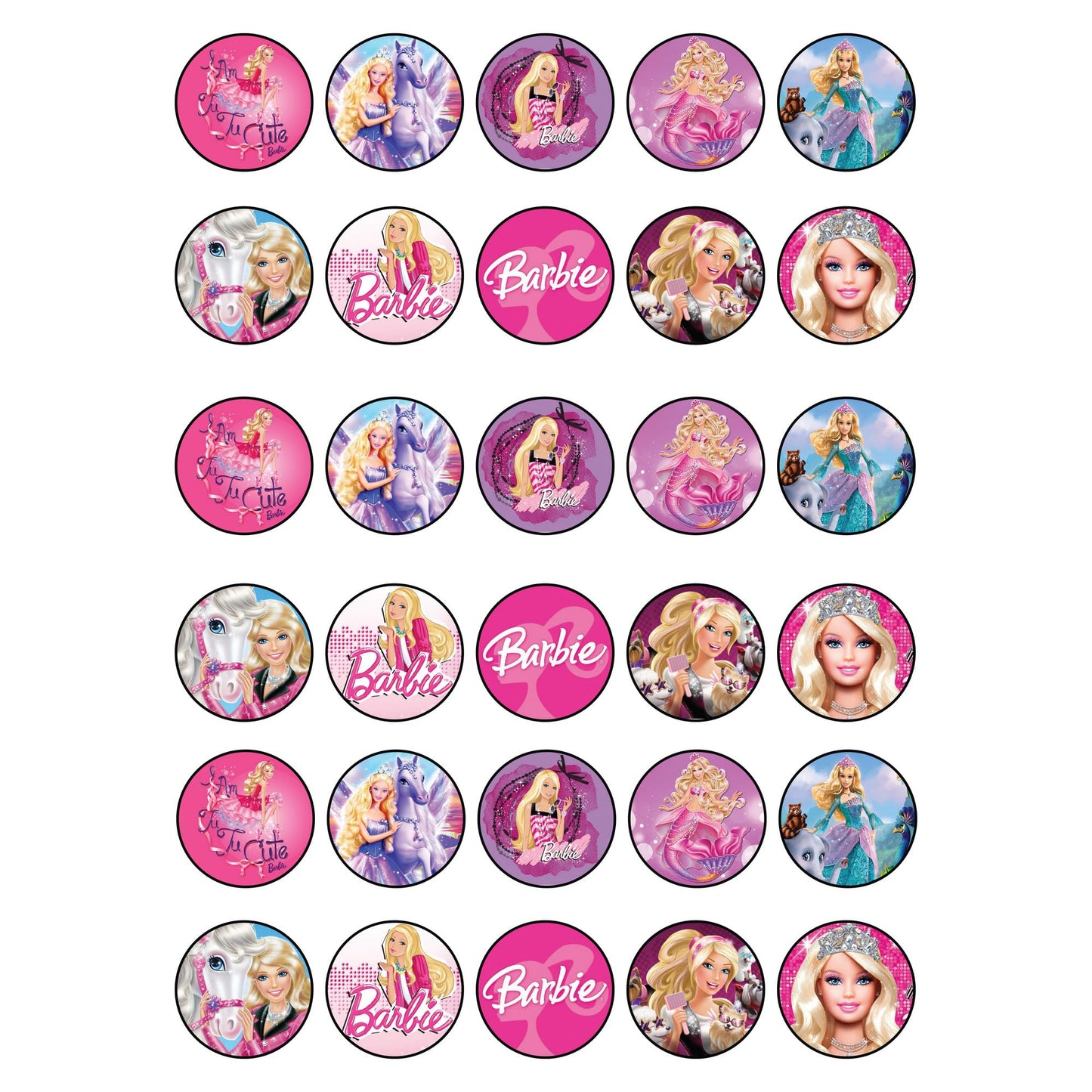 30x sugar Paper Barbie Edible Cupcake Topper