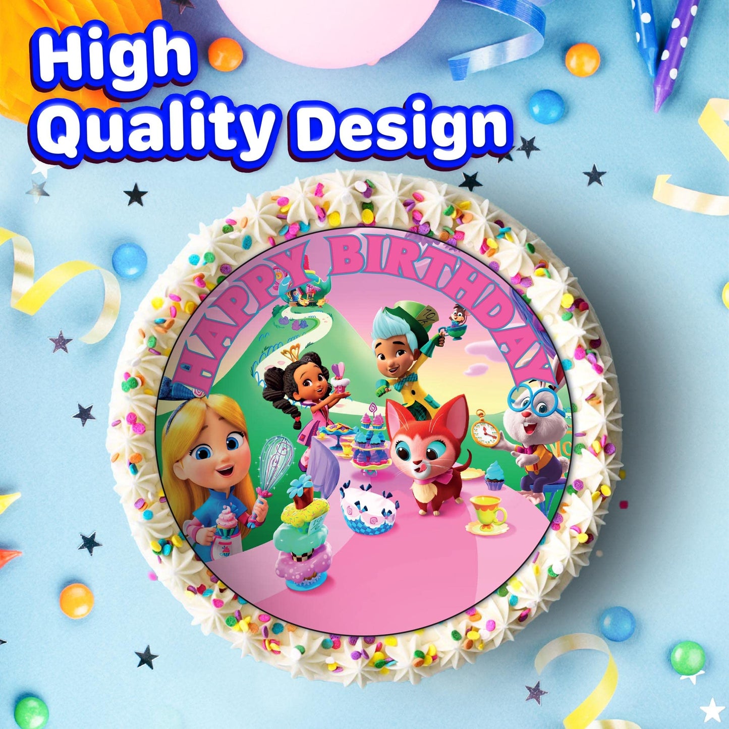 7.5 Inch Edible Cake Toppers Alice in Wonderland