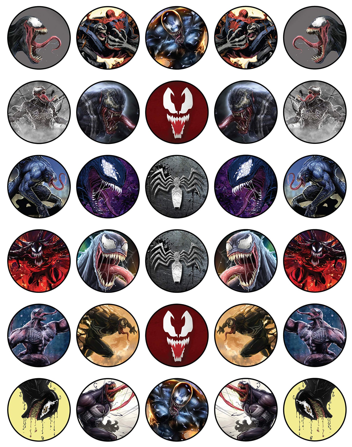 30x Wafer Paper Venom Edible Cupcake Topper