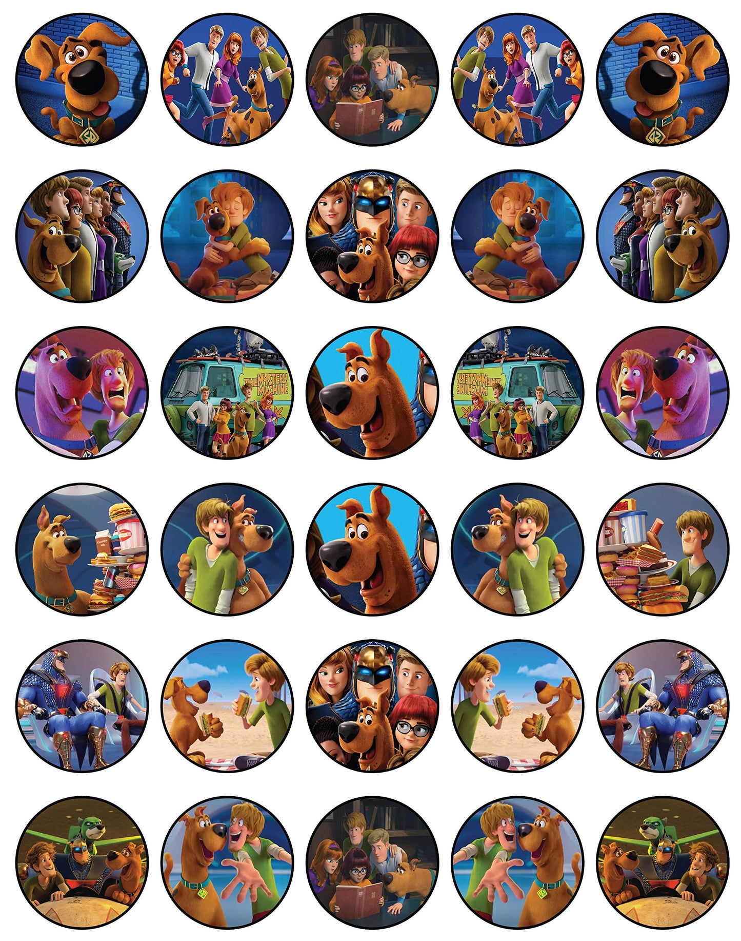 30x Wafer Paper Scooby Doo Edible Cupcake Topper