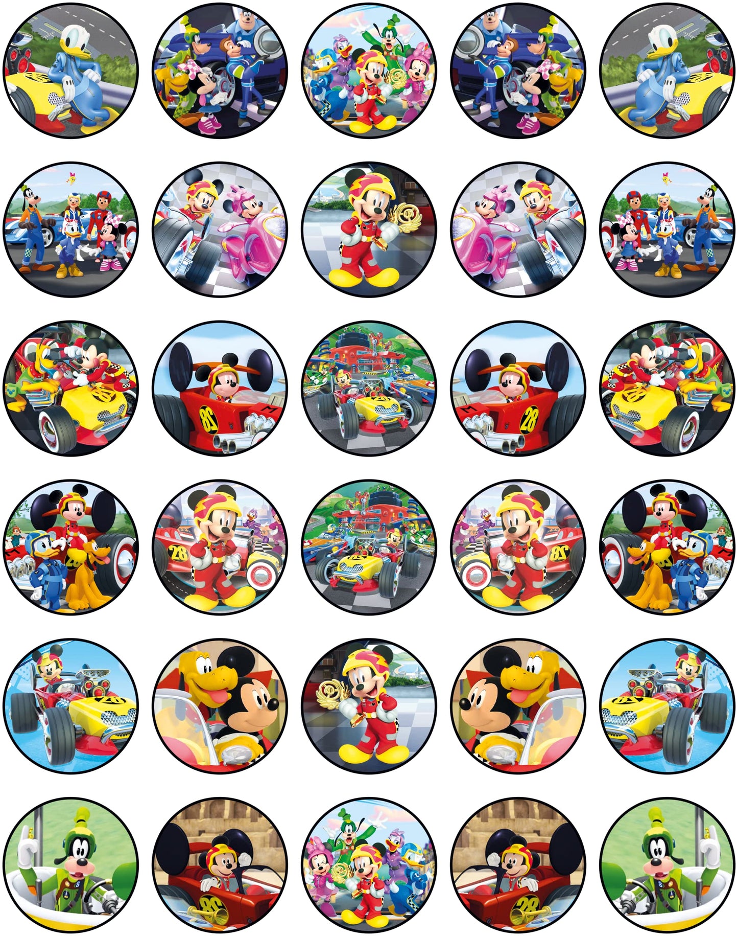 30x Wafer Paper Mickey Mouse Edible Cupcake Topper