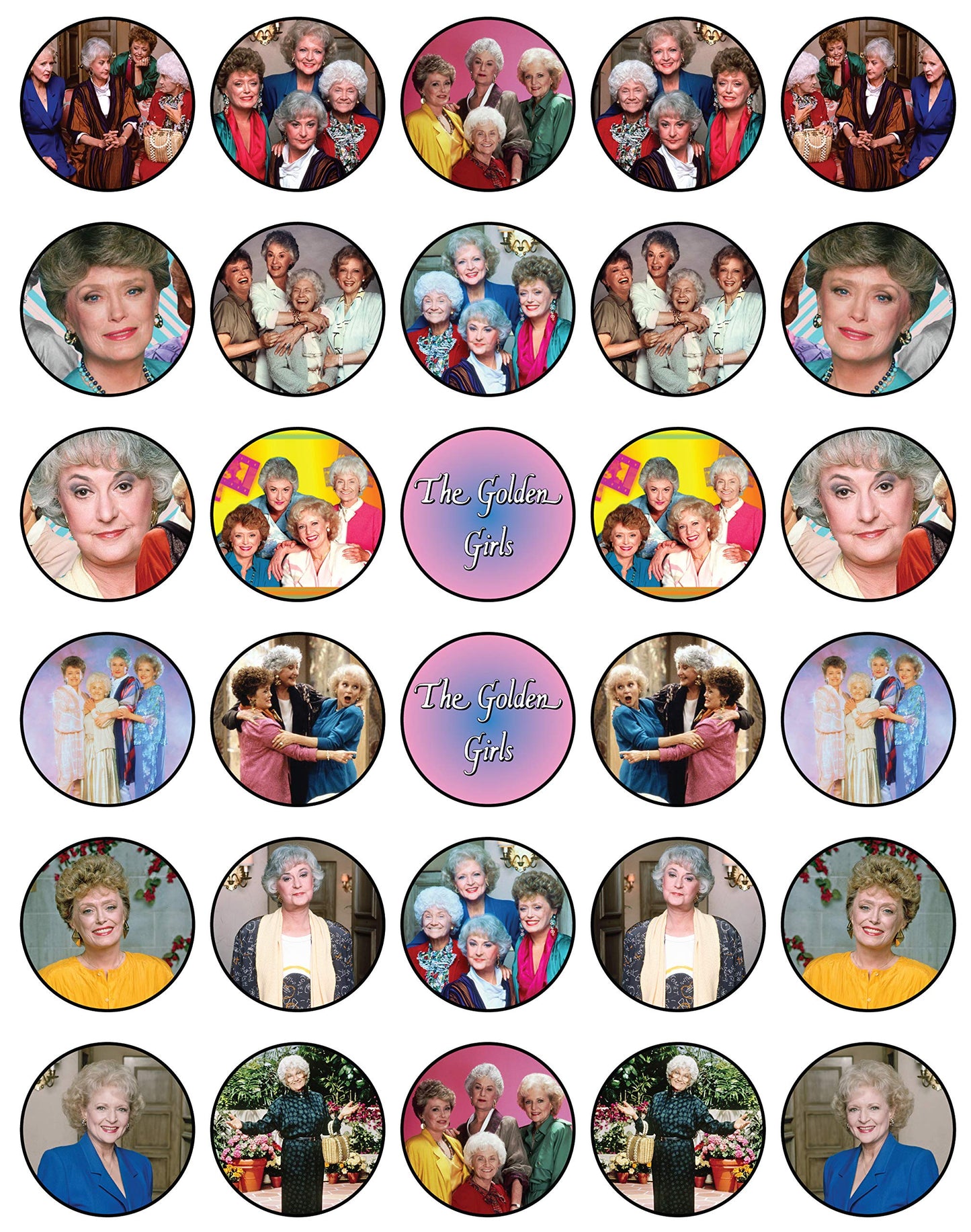 30x Wafer Paper The Golden Girl Edible Cupcake Topper