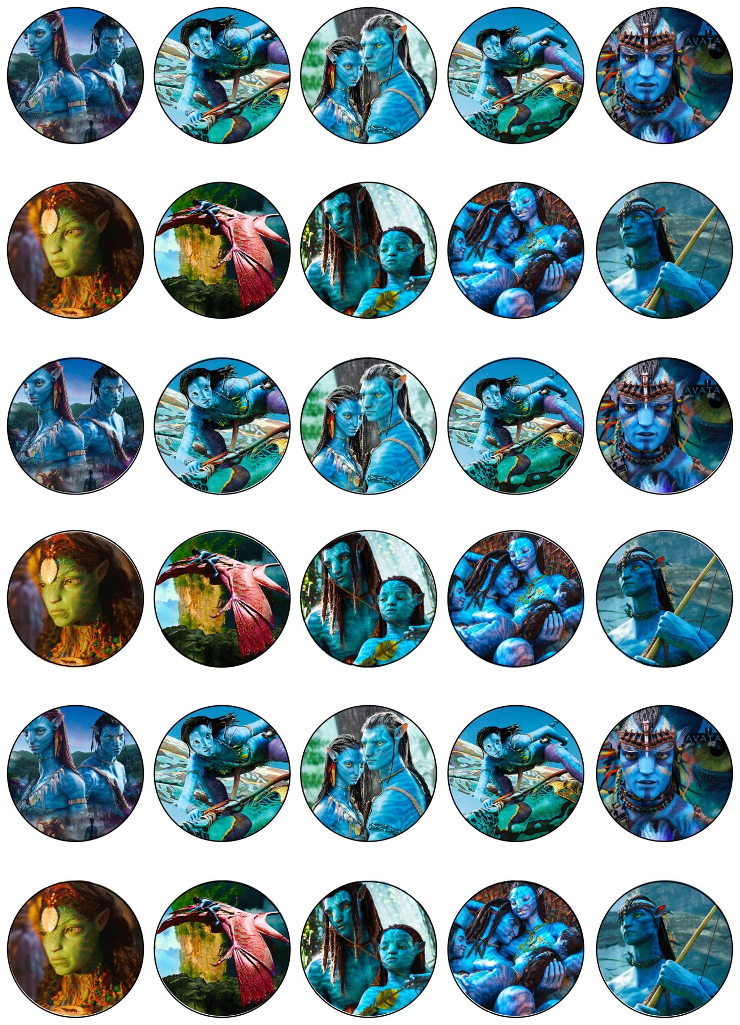 30x Wafer Paper Avatar Edible Cupcake Topper