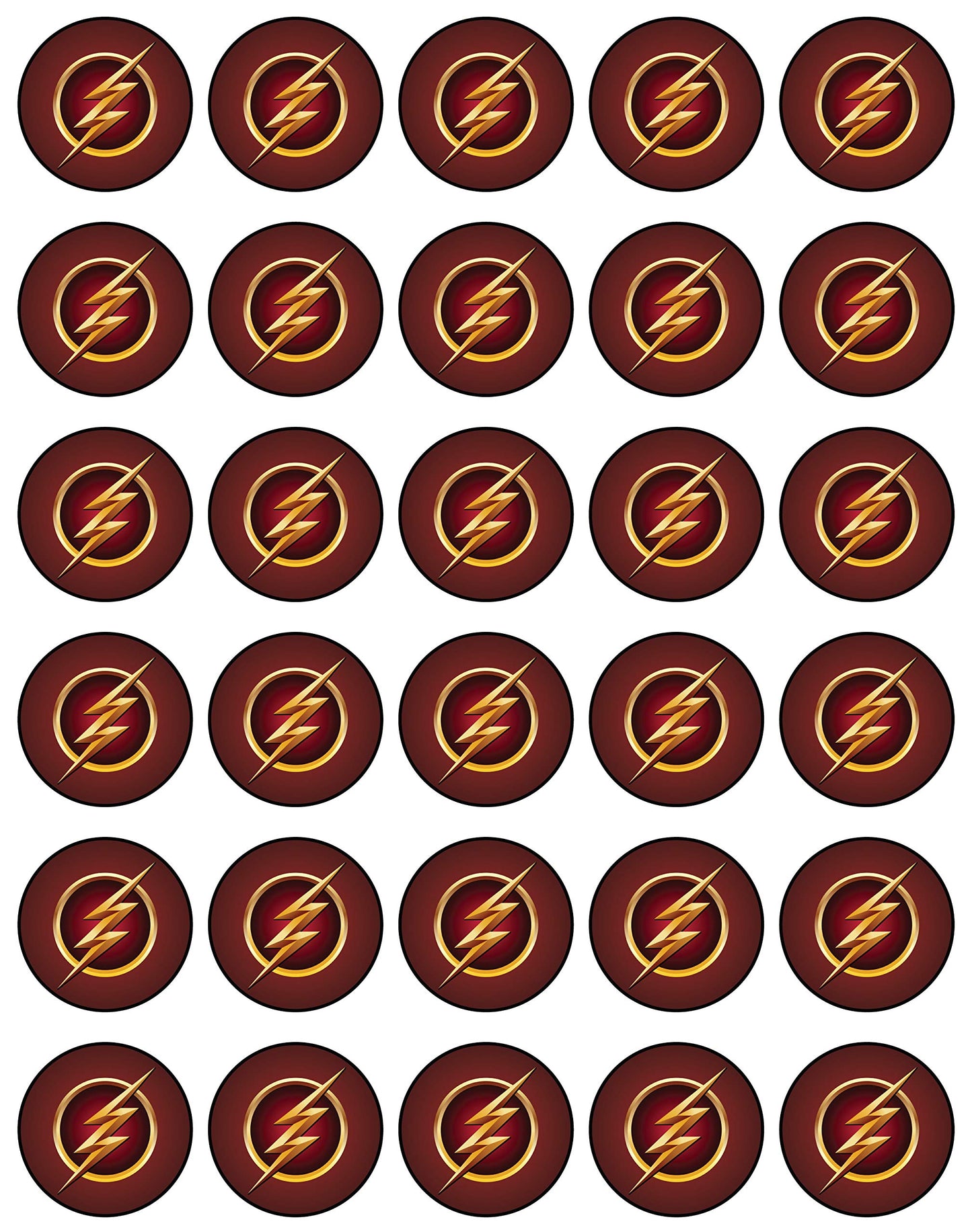 30x Wafer Paper The Flash Edible Cupcake Topper