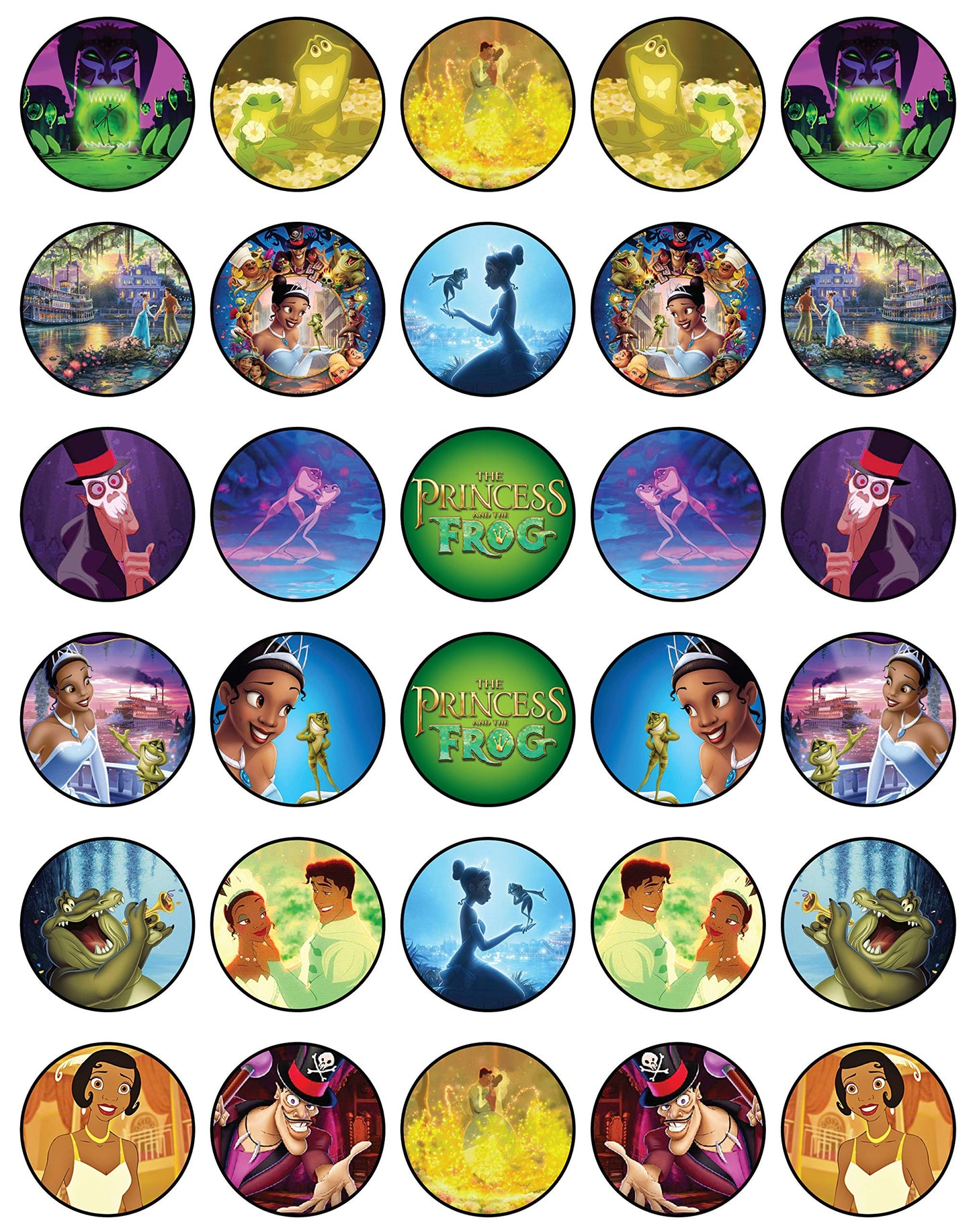 30x Wafer Paper The Princess And The Frog Edible Cupcake Topper