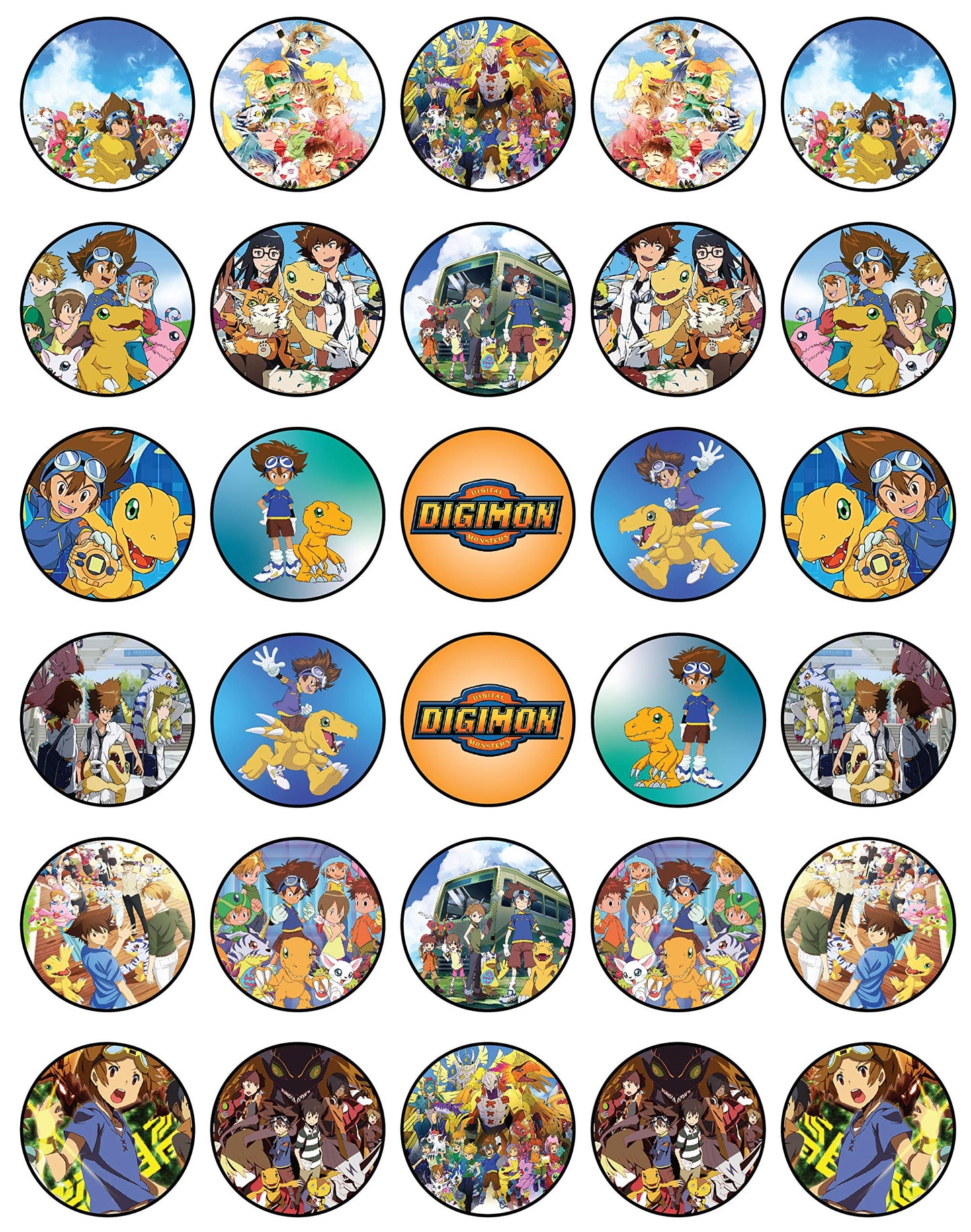 30x Wafer Paper Digimon Edible Cupcake Topper