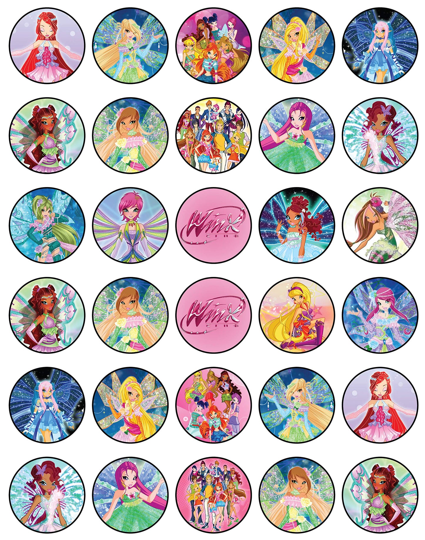 30x Wafer Paper Winx Club Edible Cupcake Topper