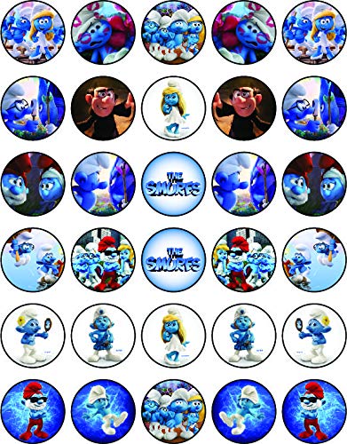 30x Wafer Paper The Smurf Edible Cupcake Topper