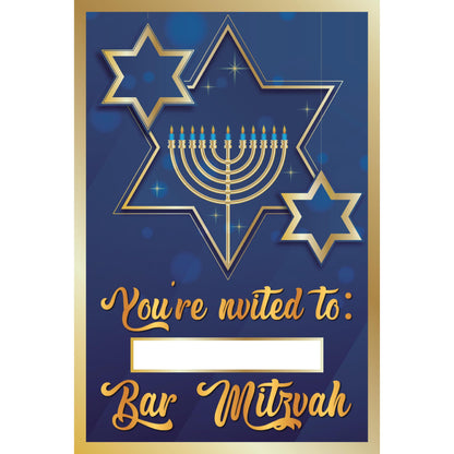 Set of 20 Bar Mitzvah Birthday Invitation Cards & Envelopes