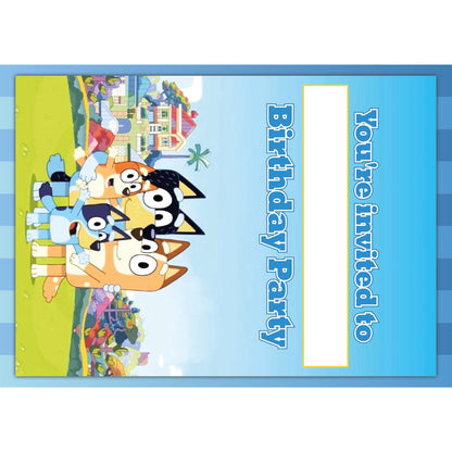 Set of 20 Bluey Birthday Invitation Cards & Envelopes