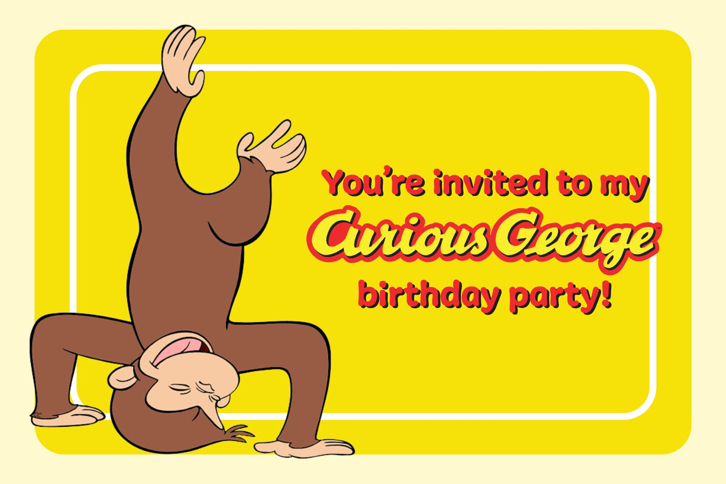 Set of 20 Curious george Birthday Invitation Cards & Envelopes