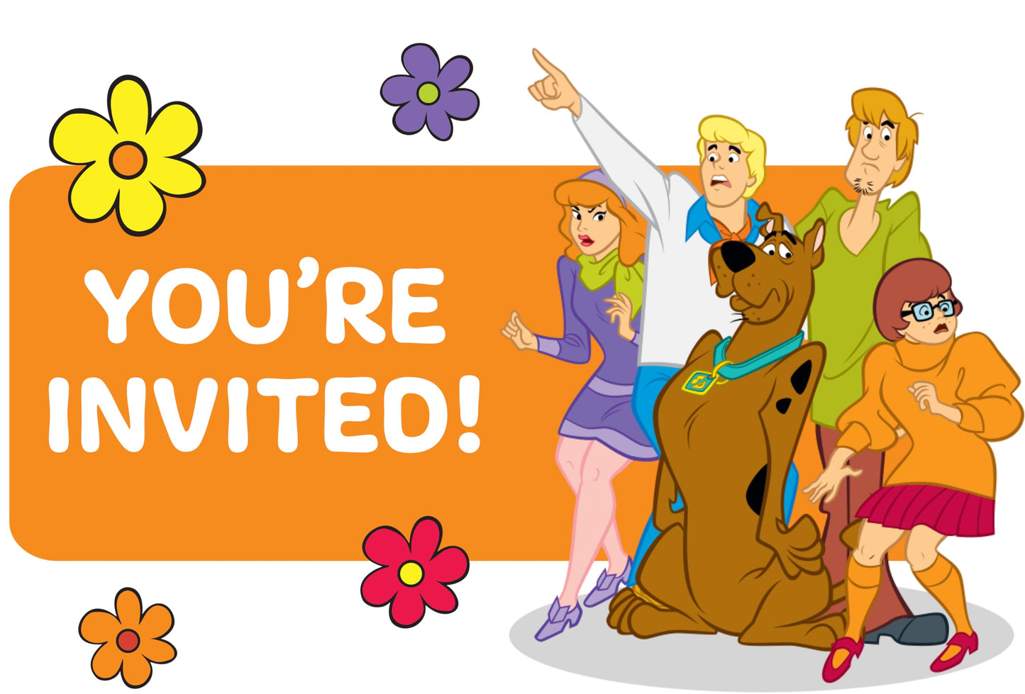 Set of 20 Scooby Doo Birthday Invitation Cards & Envelopes