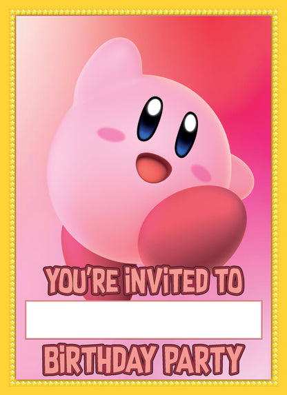 Set of 20 Kirbby Birthday Invitation Cards & Envelopes