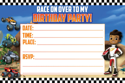 Set of 20 Blaze The Monster Birthday Invitation Cards & Envelopes