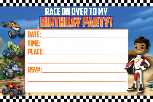 Set of 20 Blaze The Monster Birthday Invitation Cards & Envelopes