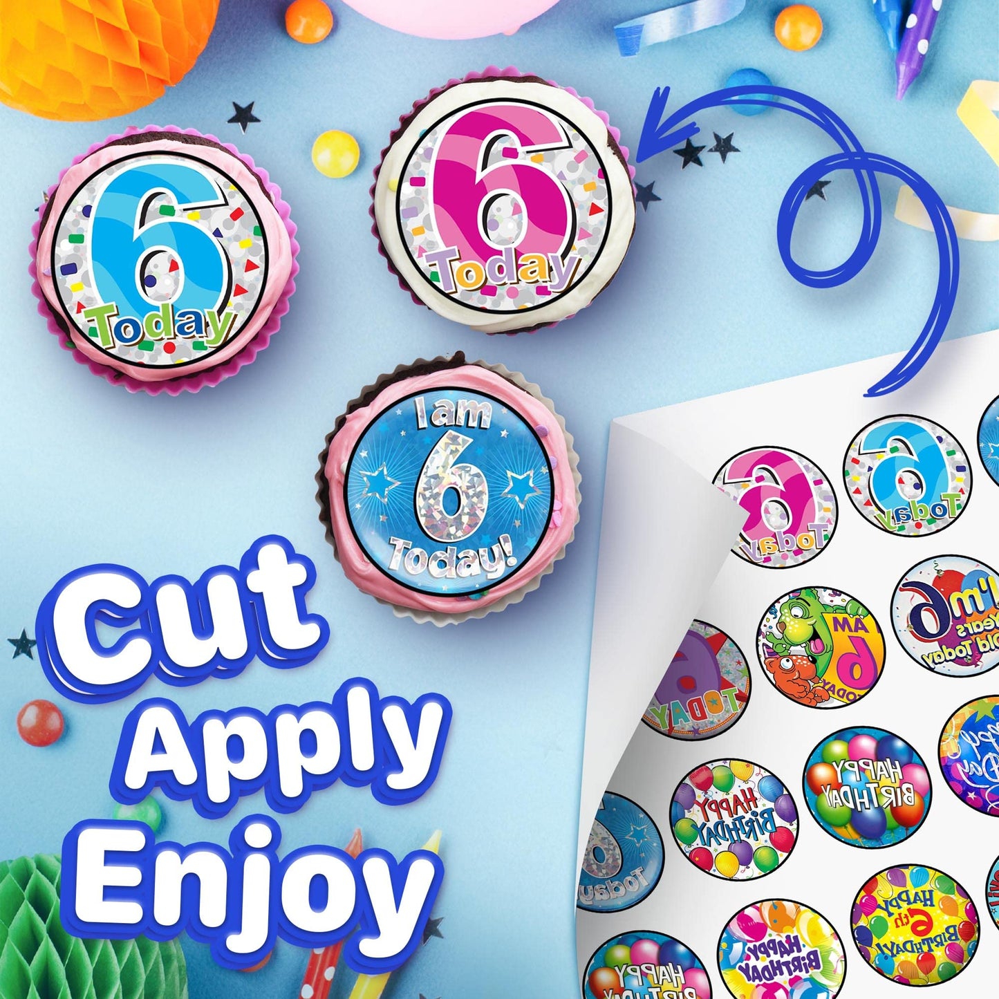 30x Wafer Paper Happy Birthday Edible Cupcake Topper