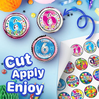 30x Wafer Paper Happy Birthday Edible Cupcake Topper