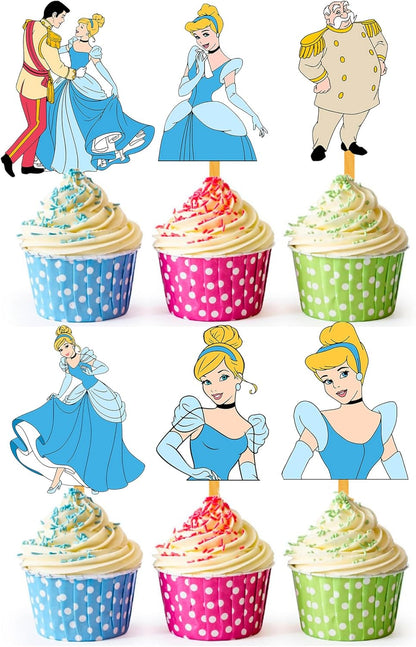 24x Fairytale Princess Cupcake Toppers – Strong Picks Happy Birthday Décor, Cupcake Decorations for Kids Birthdays