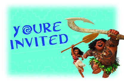 Set of 20 Moana Birthday Invitation Cards & Envelopes