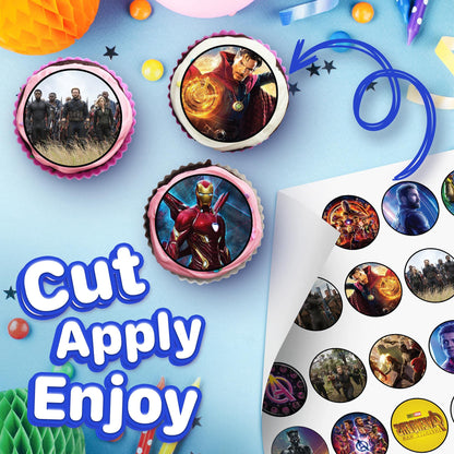 30x Wafer Paper Avengers Edible Cupcake Topper