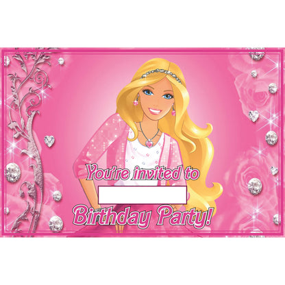 Set of 30 Barbie Birthday Invitation Cards & Envelopes