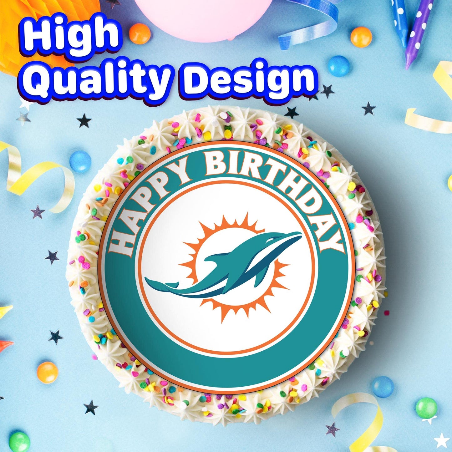 7.5 Inch Edible Cake Toppers Miami dolphin