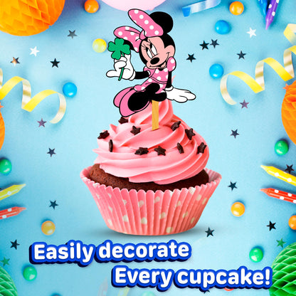 24x Mouse Kids Cupcake Toppers – Strong Picks Happy Birthday Décor, Cupcake Decorations for Kids' Birthdays