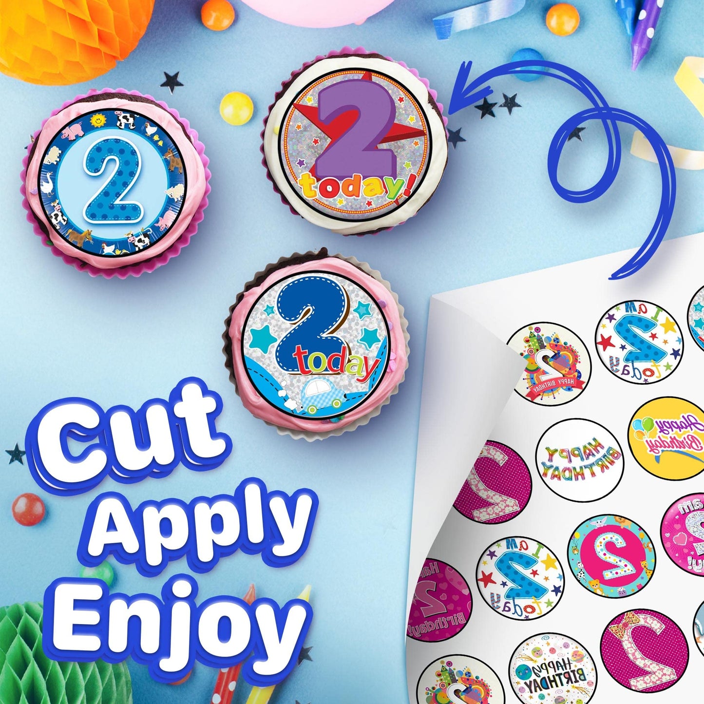 30x Wafer Paper Happy Birthday Edible Cupcake Topper