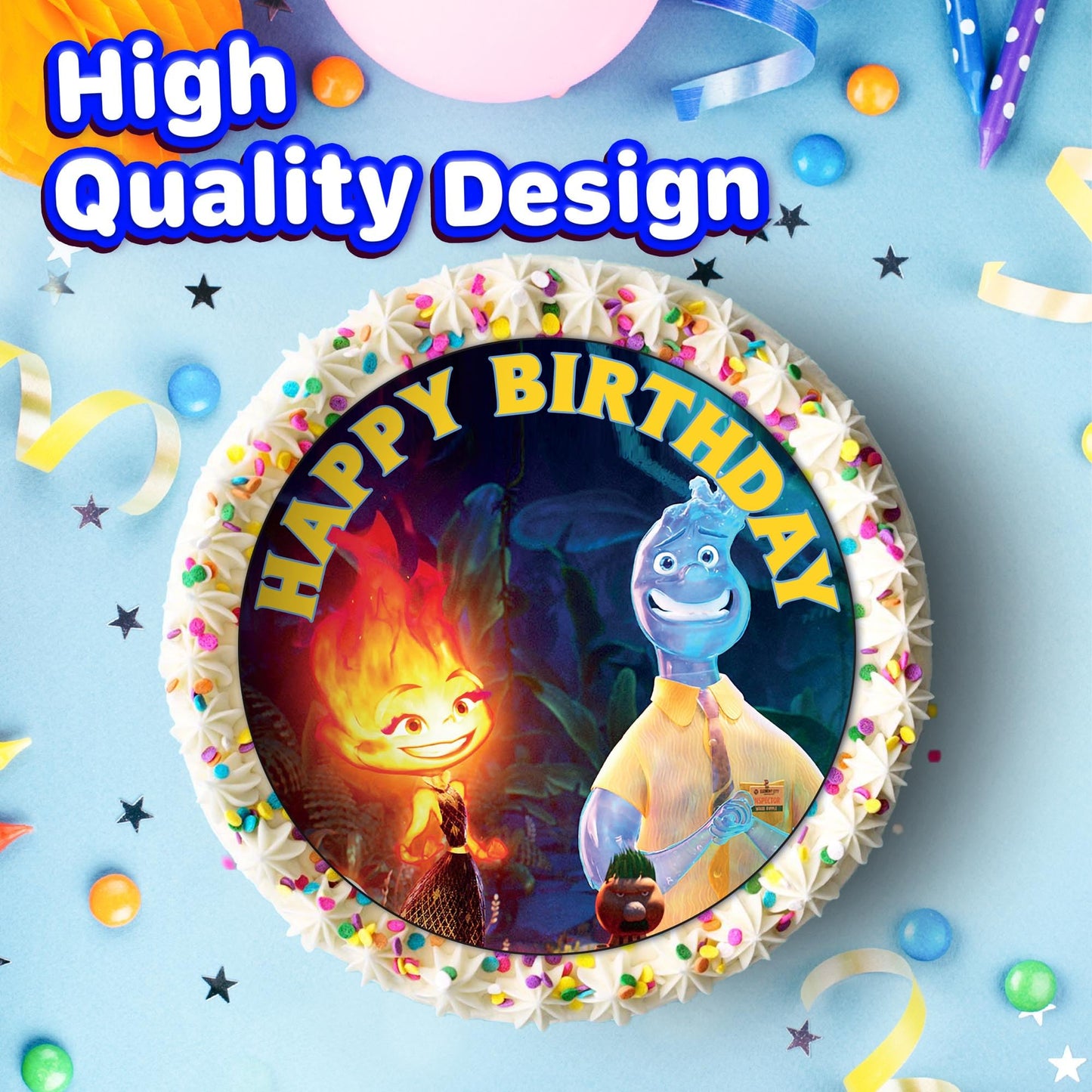 7.5 Inch Edible Cake Toppers Elemantel