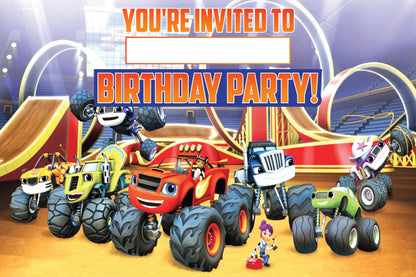 Set of 20 Blaze The Monster Birthday Invitation Cards & Envelopes
