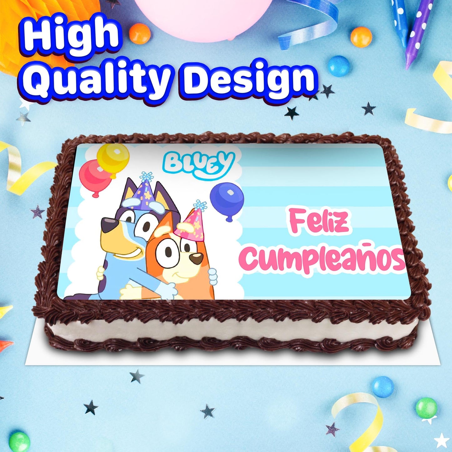 8.3 x 11.7 Inch Edible Square Cake Toppers Bluey
