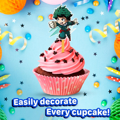 24x Acdmia Cupcake Toppers – Strong Picks Happy Birthday Décor, Cupcake Decorations for Kids Birthdays