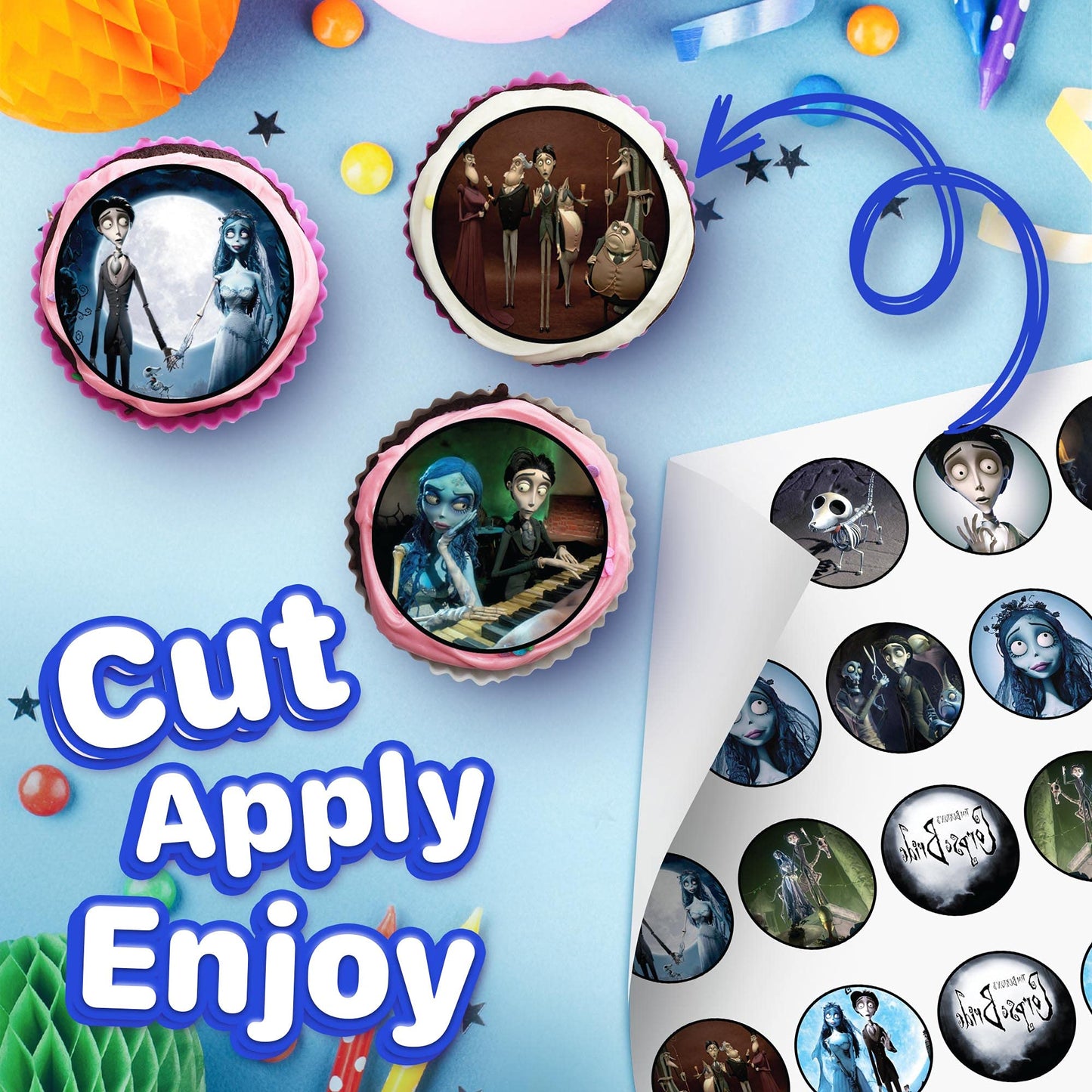 30x Wafer Paper Tim Burtons Edible Cupcake Topper