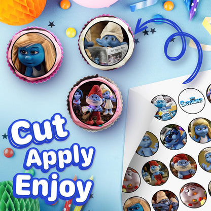 30x Wafer Paper Smurf Edible Cupcake Topper