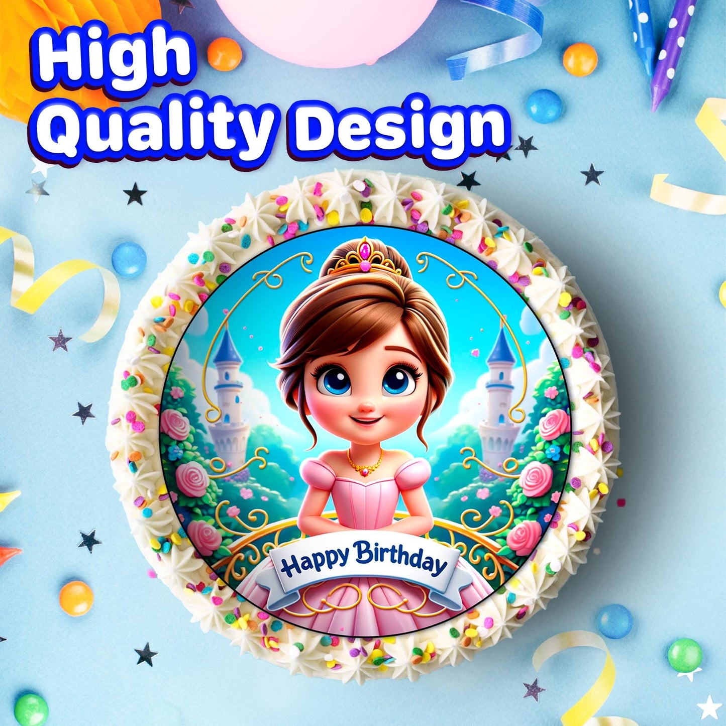 7.5 Inch Edible Cake Toppers Princess