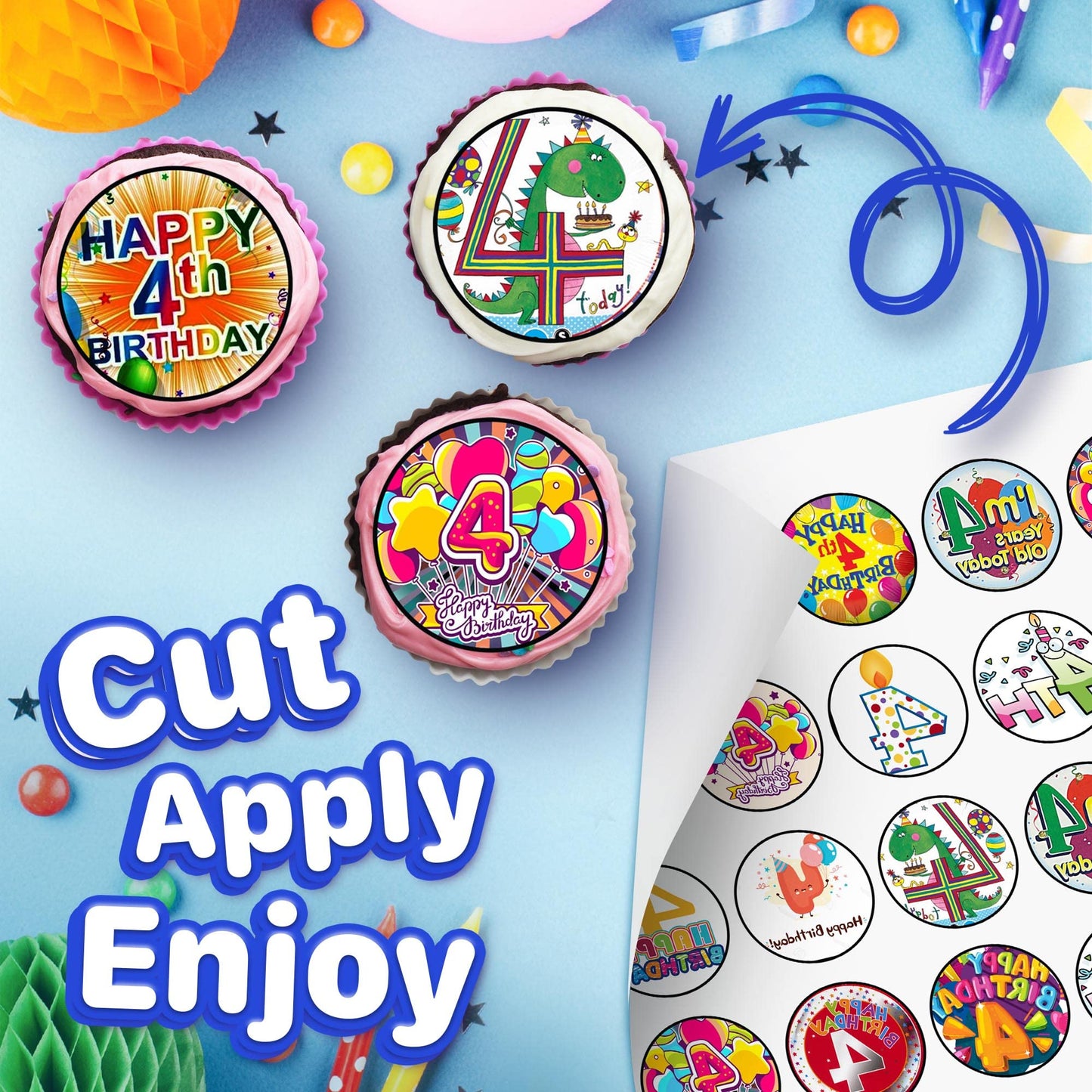 30x Wafer Paper Happy Birthday Edible Cupcake Topper